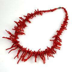 Italian Red Branch Coral Necklace
