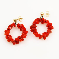Red Branch Coral Earrings 14K Gold