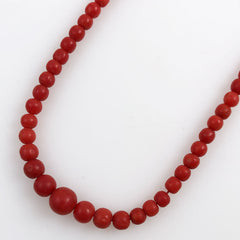 Antique Red Coral Graduated Necklace 14K Clasp