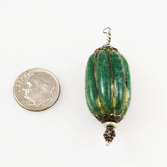 Chinese Green Serpentine & Silver Pendant Vintage