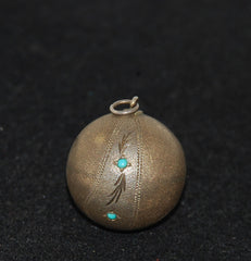 Antique Sterling Turquoise Ball Pendant