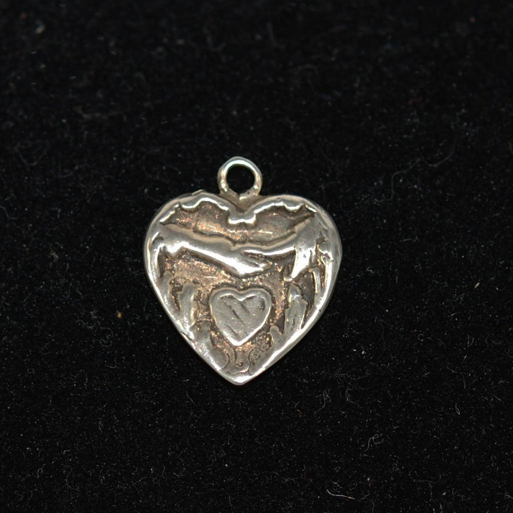 Sterling Heart Charm With Clasped Hands Vintage – Estatebeads