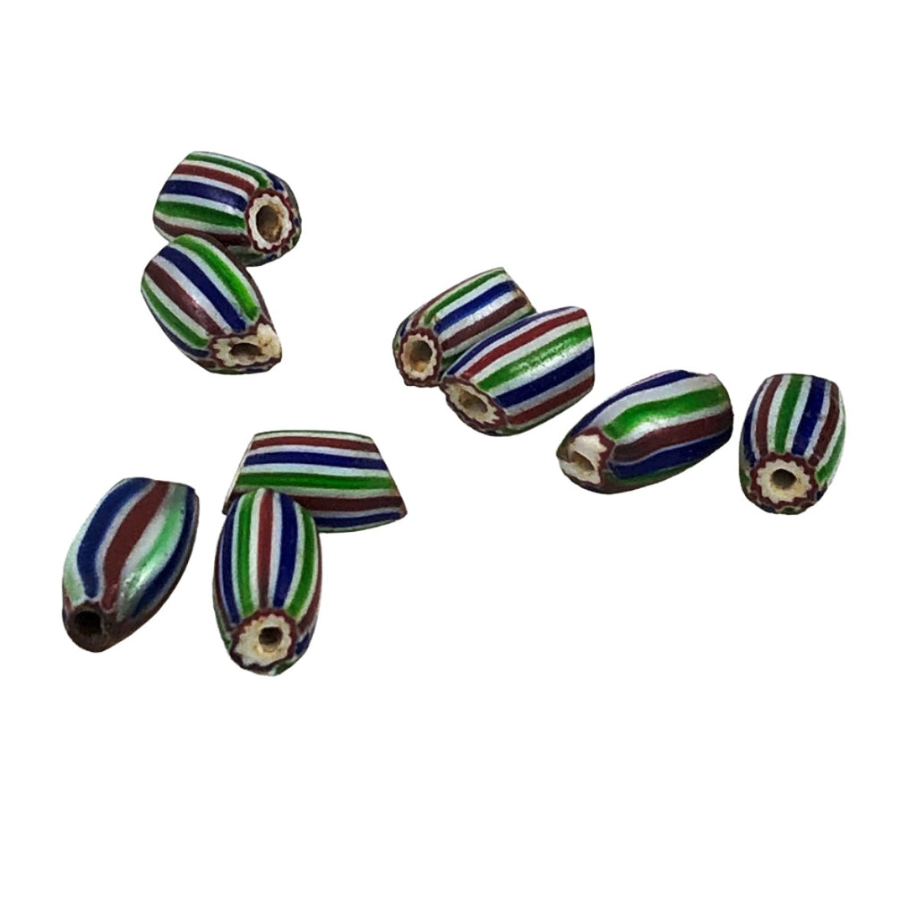 Vintage Chevron Beads Venetian African multicolor Glass 9-8mm Beads Long  Strand