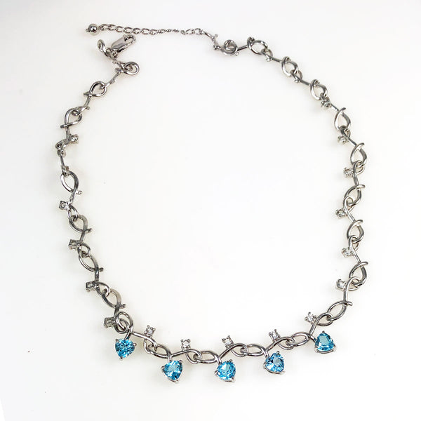 Swarovski Aqua Heart Crystal Sterling Necklace – Estatebeads