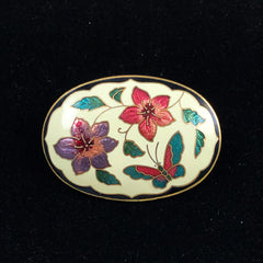 White Cloisonne Scarf Clip Holder