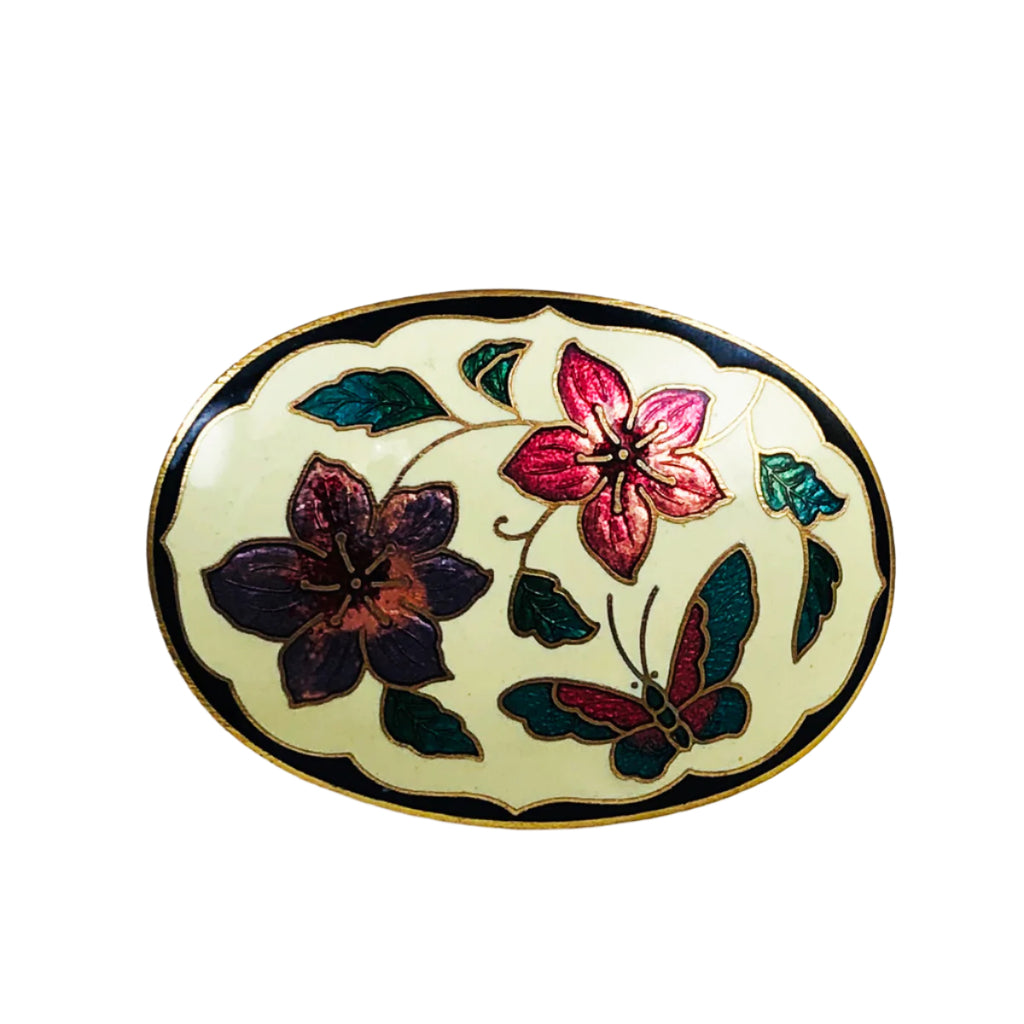 White Cloisonne Scarf Clip