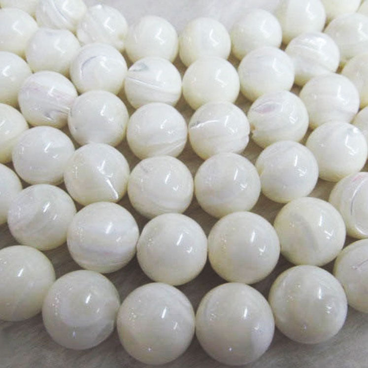 White Mother of Pearl Round Beads